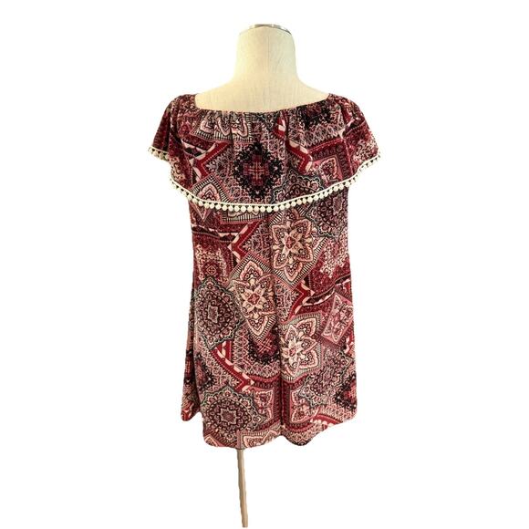 Sayani Thing Blouse Top Womens Medium Multicolor Floral Ruffle Boat Neck - Picture 5 of 8